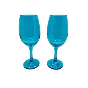 vintage pair sky blue rioja hand blown wine glasses